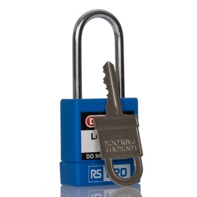 RS PRO Blue 1-Lock Safety Lockout Padlock Steel, ABS Material, 5 mm Shackle Diameter 180-6816