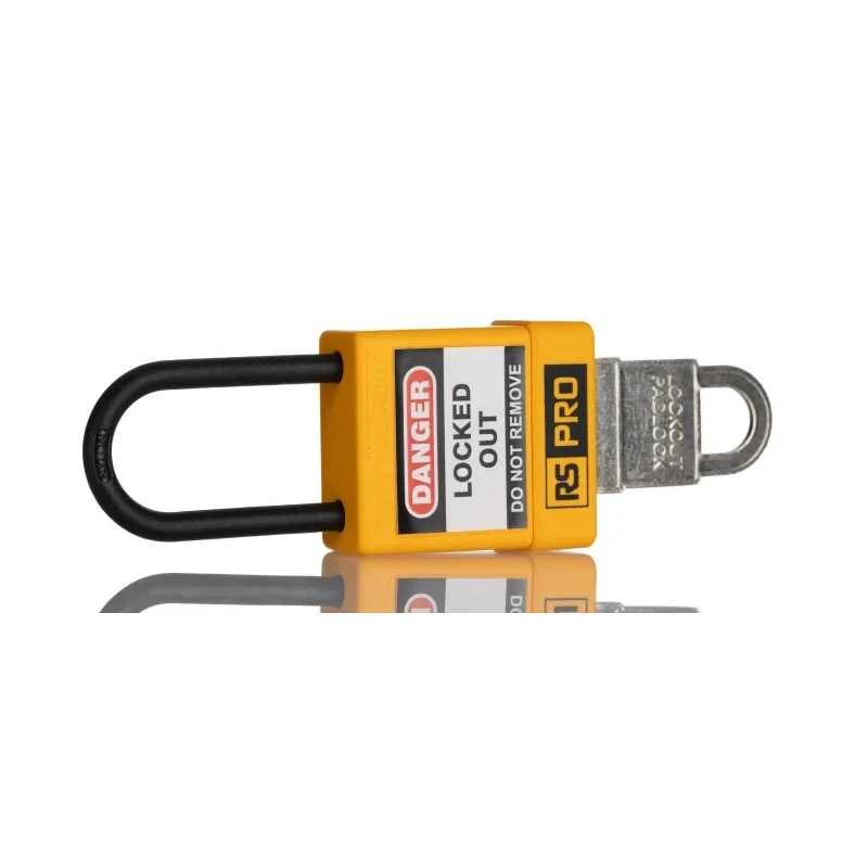 RS PRO Yellow 1-Lock Lockout Nylon ABS Safety Lockout Padlock 5 mm Shackle Diameter 46 mm Length 180-6822