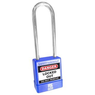 RS PRO Blue 1-Lock Safety Lockout Padlock ABS Steel Shackle 5 mm 73 mm 180-6825
