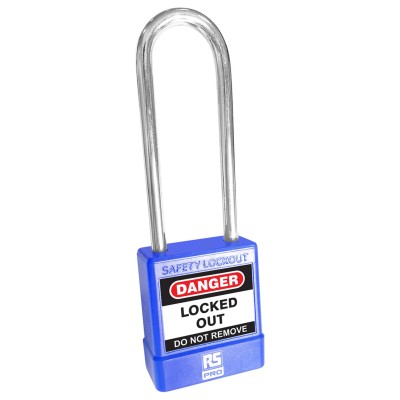RS PRO Blue 1-Lock Safety Lockout Padlock ABS Steel Shackle 5 mm 73 mm 180-6825