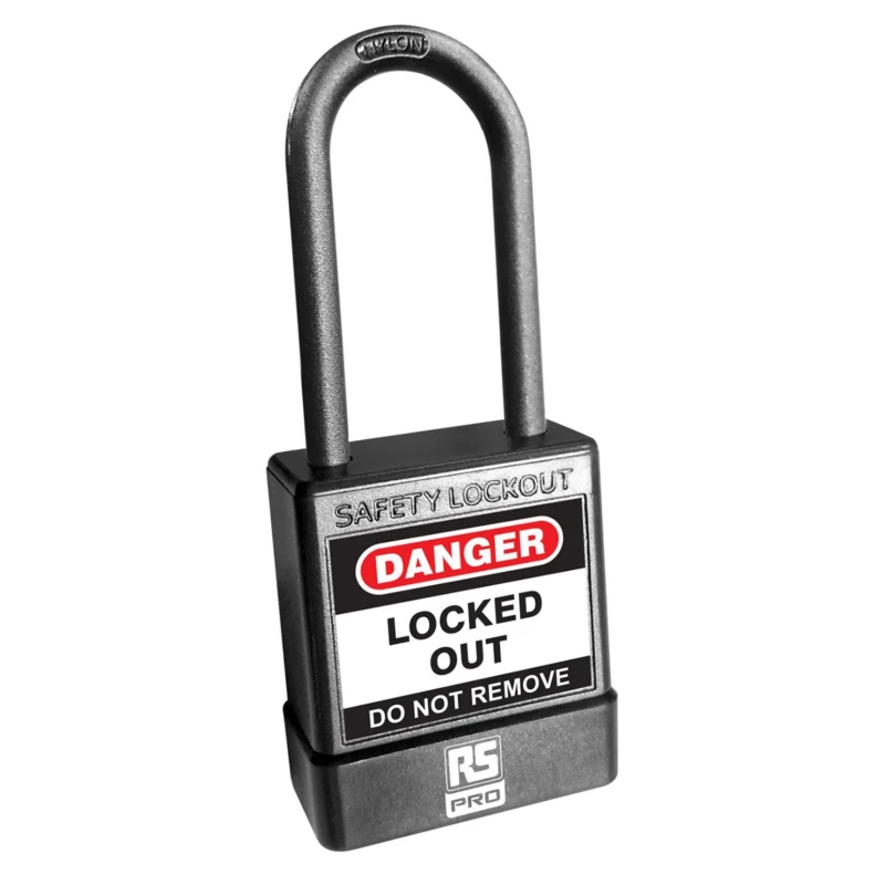 RS PRO Black Nylon, ABS Safety Lockout Padlock, 5 mm Shackle Diameter 46 mm Shackle Length 180-6829