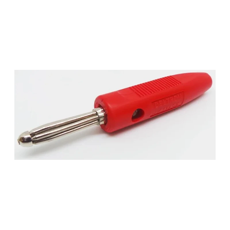 RS PRO Red Male Banana Connector 4 mm Screw Termination 50V 16A Bright Nickel Over Copper Plating 180-6648
