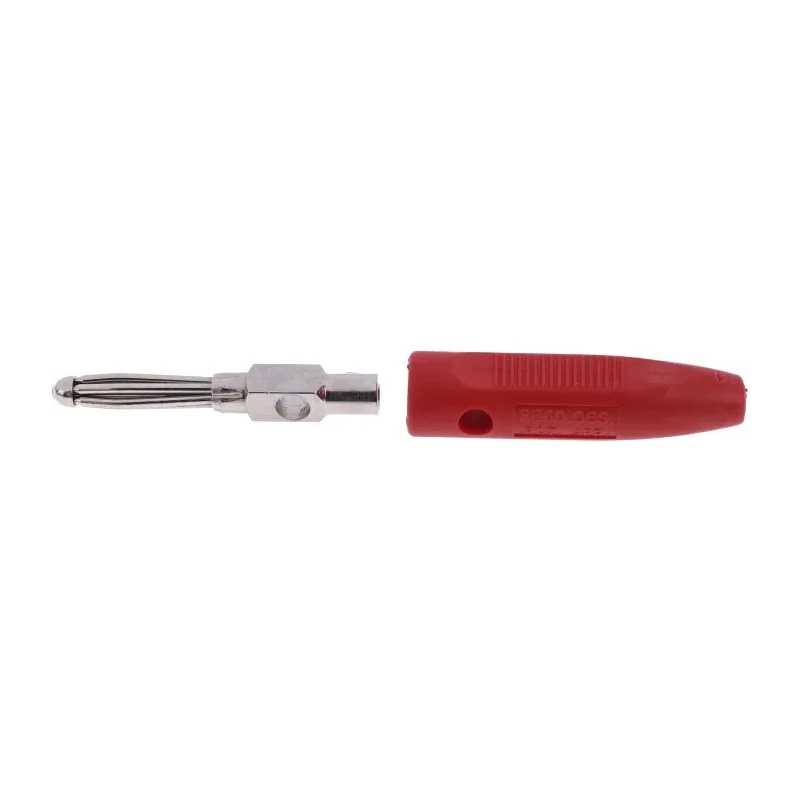RS PRO Red Male Banana Connector 4 mm Screw Termination 50V 16A Bright Nickel Over Copper Plating 180-6648