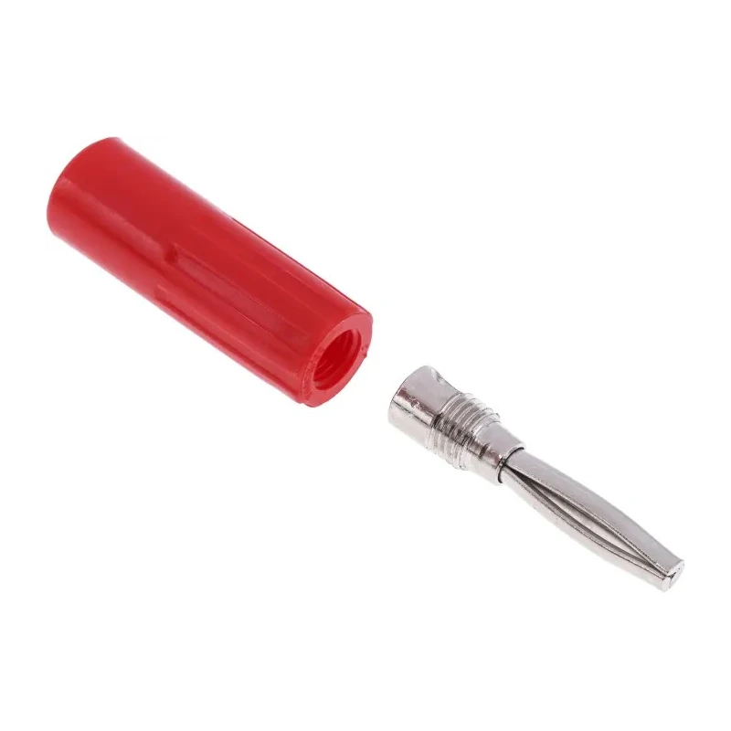 RS PRO Red Male 4 mm Banana Connector Screw Termination 50V 10A Nickel Gold Plating 180-6650