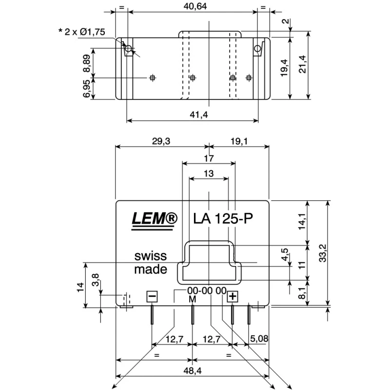 LEM LA 55P/SP1 Series Current Transformer 100A 12V, 15V Supply Voltage 15mm Bore LA 55P/SP1