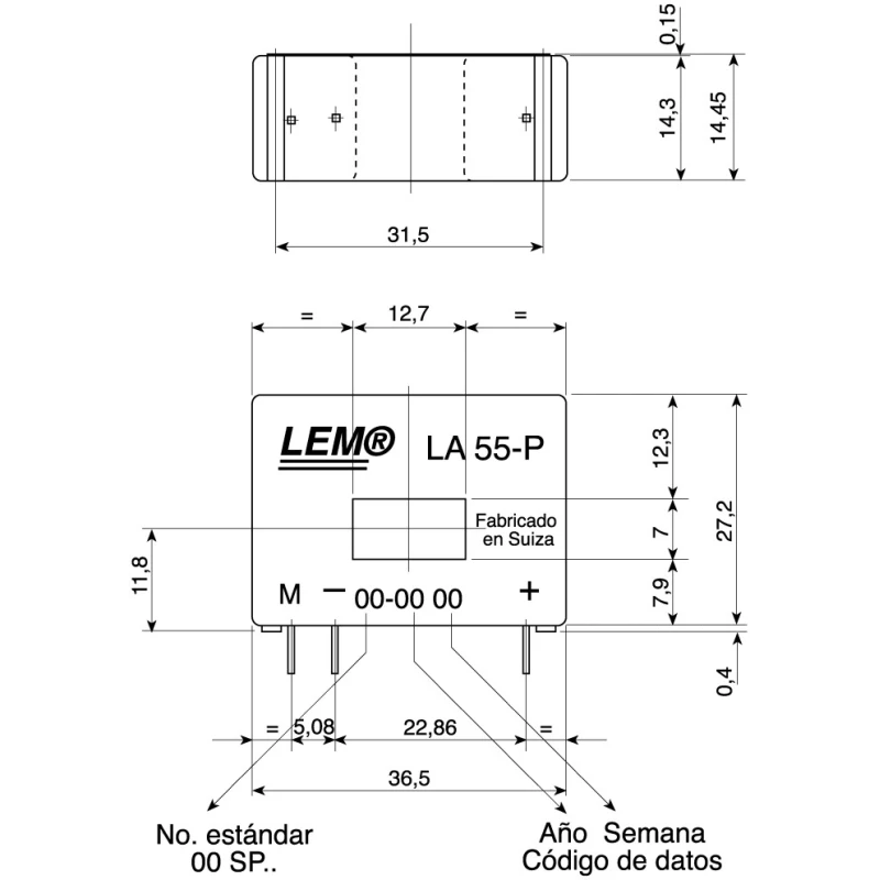 LEM LA 55P/SP1 Series Current Transformer 100A 12V, 15V Supply Voltage 15mm Bore LA 55P/SP1