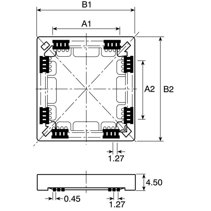 Winslow 1.27 mm Pitch 32 Way Through Hole PLCC IC Socket WPLCC032-ST1RC