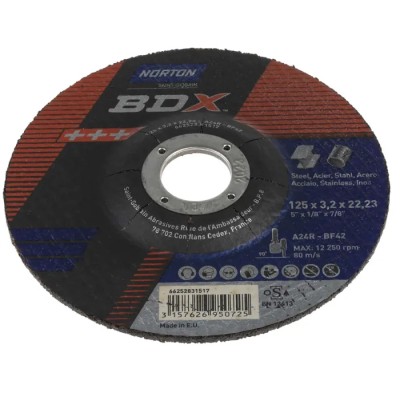 Norton Aluminium Oxide Abrasive Disc Cutting Disc 125 mm Coarse Grade P24 Grit 66252831517