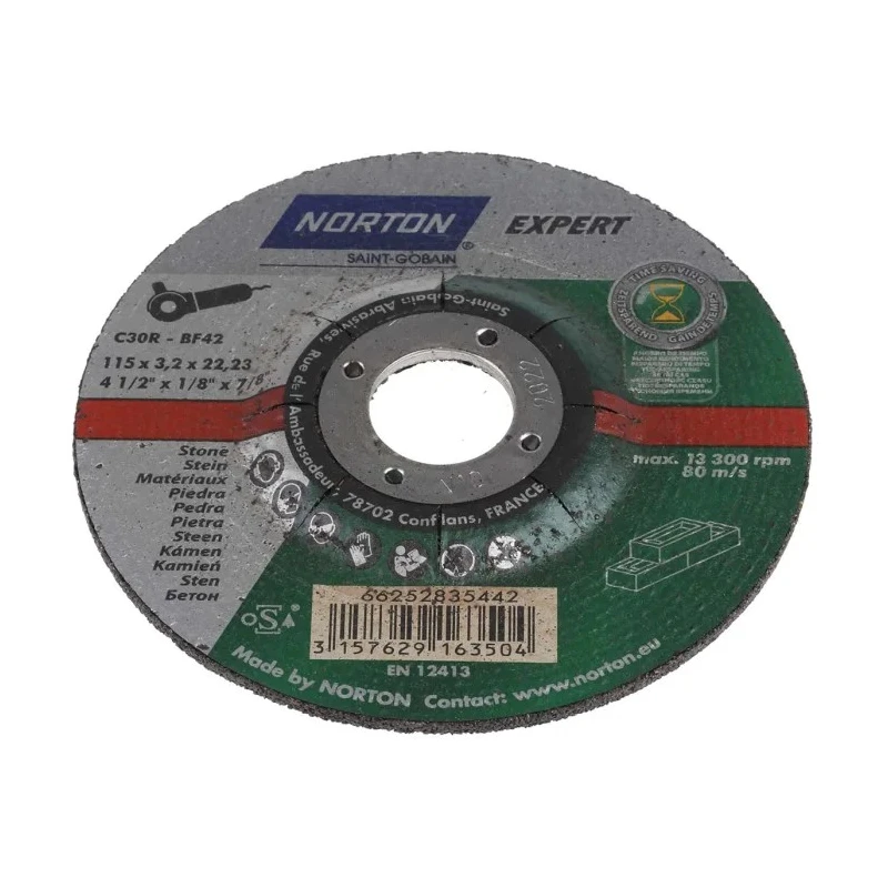 Norton Silicon Carbide Abrasive Cutting Disc 115 mm Diameter Coarse Grade P30 Grit 66252835442