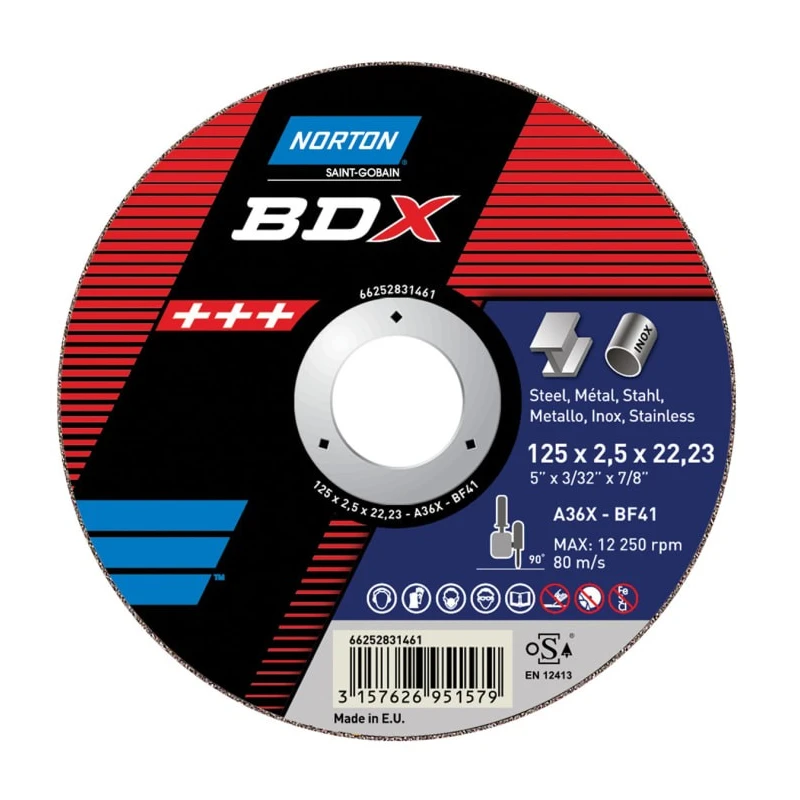 Norton Aluminium Oxide Abrasive Cutting Disc 125 mm Coarse Grade P36 Grit 66252831513