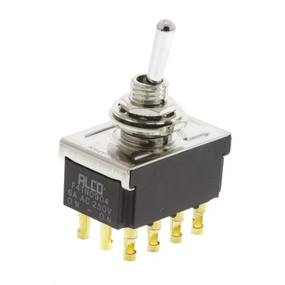 TE Connectivity Toggle Switch Panel Mount On-On 4PDT Solder Terminal 12V dc 250V ac F4TN0904