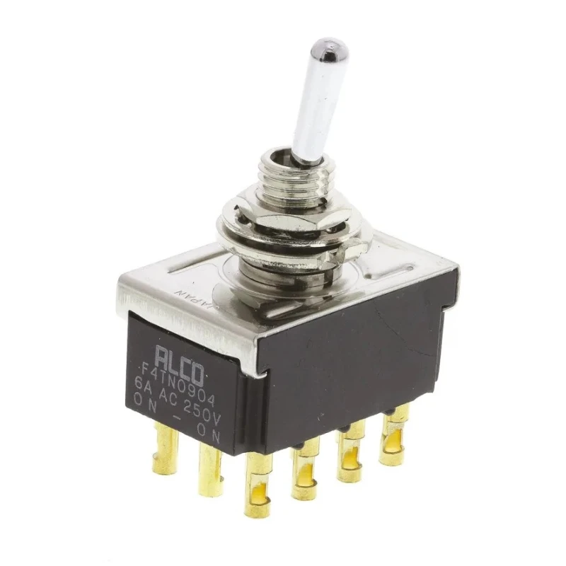 TE Connectivity Toggle Switch Panel Mount On-On 4PDT Solder Terminal 12V dc 250V ac F4TN0904