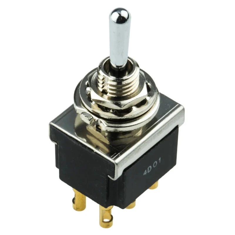 TE Connectivity Toggle Switch Panel Mount On-Off-On DPDT 6A Chrome Plated Brass Actuator FTS0904
