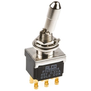 TE Connectivity Panel Mount Toggle Switch DPDT On-On 20V DC 20V AC Brass Actuator FTN59G04