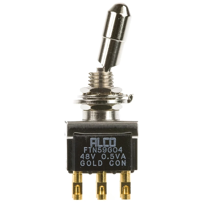 TE Connectivity Panel Mount Toggle Switch DPDT On-On 20V DC 20V AC Brass Actuator FTN59G04