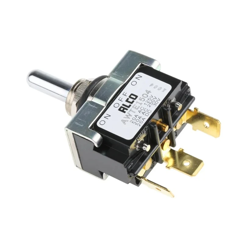 TE Connectivity Panel Mount Toggle Switch SPDT On-Off-On 30 V dc 20 A Brass Actuator AWTE1504