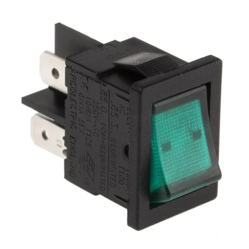 Arcolectric (Bulgin) Ltd Illuminated DPST On-Off Rocker Switch Panel 10A 250V AC Aluminium Housing IP66 H8553VBNAB