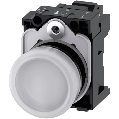 Siemens Panel Mount White LED Indicator SIRIUS ACT 3SU11 22 mm Cutout 230V AC Round 3SU1106-6AA60-3AA0