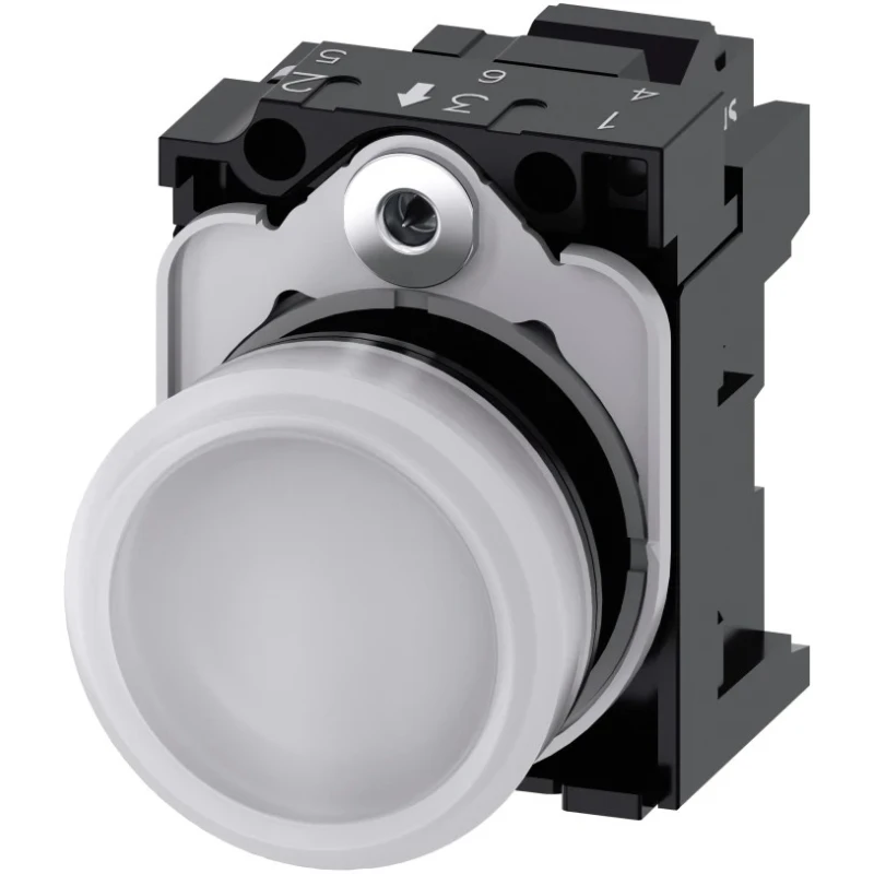 Siemens Panel Mount White LED Indicator SIRIUS ACT 3SU11 22 mm Cutout 230V AC Round 3SU1106-6AA60-3AA0