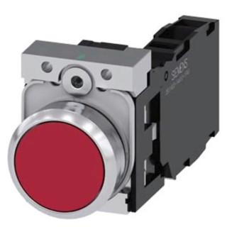 Siemens SIRIUS ACT 3SU11 Series Panel Mount Momentary Push Button Switch, Red Round Actuator, SPDT, 22 mm 3SU1150-0AB20-1FA0