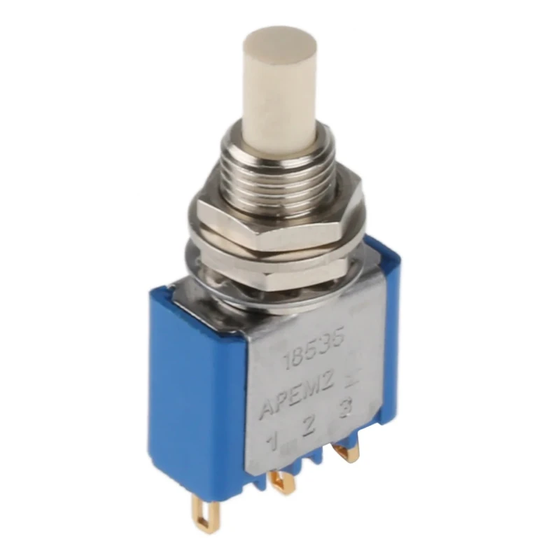APEM 18000 Series Miniature Momentary Push Button Switch, Panel Mount, 6.5 mm Cutout, SPDT, 125 V AC, Grey Actuator 18535CD