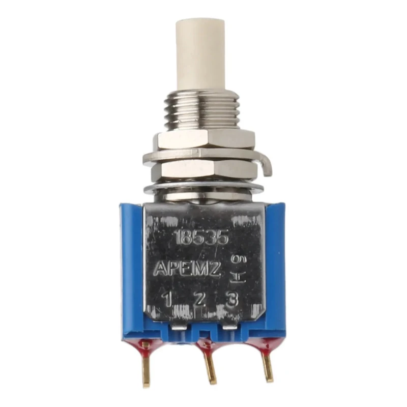 APEM 18000 Series Miniature Momentary Push Button Switch, Panel Mount, 6.5 mm Cutout, SPDT, 125 V AC, Grey Actuator 18535CD