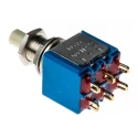 APEM Miniature Momentary Push Button Switch, Panel Mount, 6.5 mm Cutout, DPDT, Black Actuator 18545CD