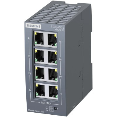 Siemens Industrial Ethernet Data Acquisition Switch SCALANCE XB008G 24V DC 0.52A IP20 8 RJ45 Ports Ethernet XB008G