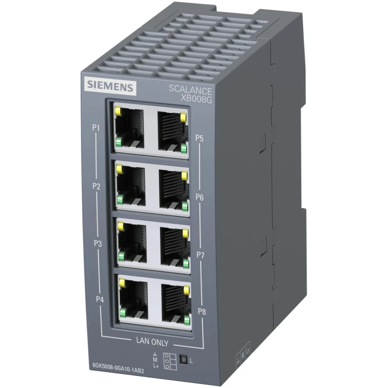 Siemens Industrial Ethernet Data Acquisition Switch SCALANCE XB008G 24V DC 0.52A IP20 8 RJ45 Ports Ethernet XB008G
