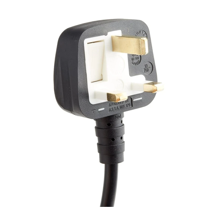 RS PRO Unterminated to BS1363 Power Cord 6 m Black PVC 250V 10A BS1363
