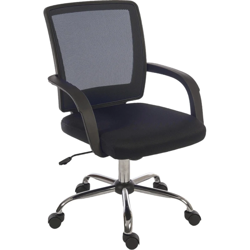 RS PRO Black Fabric Typist Chair, Adjustable Height, Wheeled, 90 kg Weight Capacity 180-9717