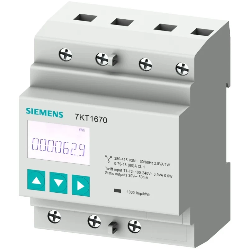Siemens 3 Phase Digital LCD Energy Meter 7KT1665 Series 7KT PAC1600, Modbus RTU/ASCII Communication 7KT1665