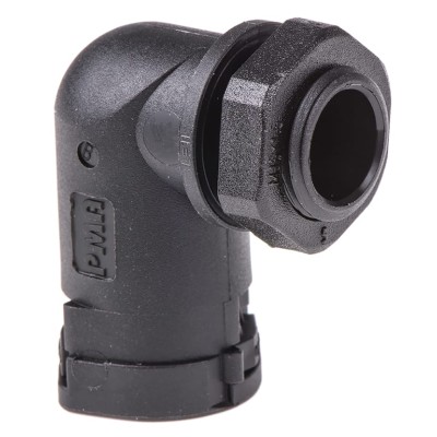 PMA Angled Black Conduit Fitting 12 mm Nominal Size M16 Thread Polyamide 6 IP66 ALWD-M162