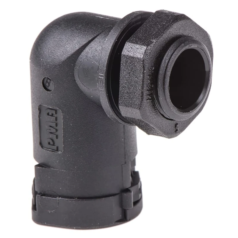 PMA Angled Black Conduit Fitting 12 mm Nominal Size M16 Thread Polyamide 6 IP66 ALWD-M162