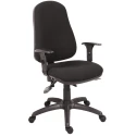 RS PRO Black Fabric Typist Chair Adjustable Height Wheeled Back Adjustable Arms Adjustable BS 5459-2:2000 180-9718
