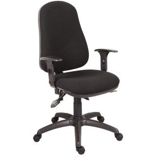 RS PRO Black Fabric Typist Chair Adjustable Height Wheeled Back Adjustable Arms Adjustable BS 5459-2:2000 180-9718