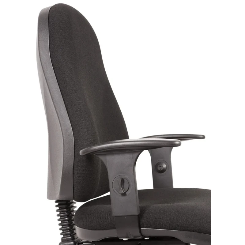 RS PRO Black Fabric Typist Chair Adjustable Height Wheeled Back Adjustable Arms Adjustable BS 5459-2:2000 180-9718