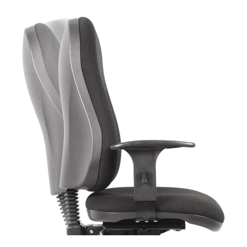 RS PRO Black Fabric Typist Chair Adjustable Height Wheeled Back Adjustable Arms Adjustable BS 5459-2:2000 180-9718