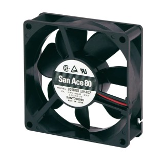 Sanyo Denki 109R Series Axial Fan 24V DC 2.4W 100mA Max 72 m³/h 80x80x25 mm 109R0824S4D01