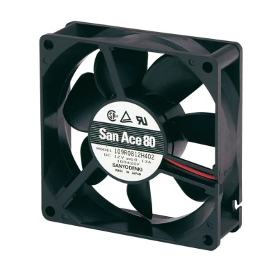 Sanyo Denki 109R Series Axial Fan 24V DC 2.4W 100mA Max 72 m³/h 80x80x25 mm 109R0824S4D01
