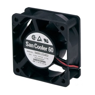 Sanyo Denki 9A Series Axial Fan 24V DC 3.12W 27.6 CFM Ball Bearing 60x60x25 mm 9A0624G402