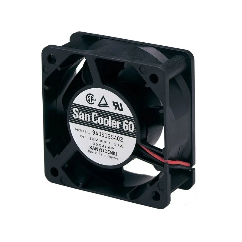 Sanyo Denki 9A Series Axial Fan 24V DC 3.12W 27.6 CFM Ball Bearing 60x60x25 mm 9A0624G402