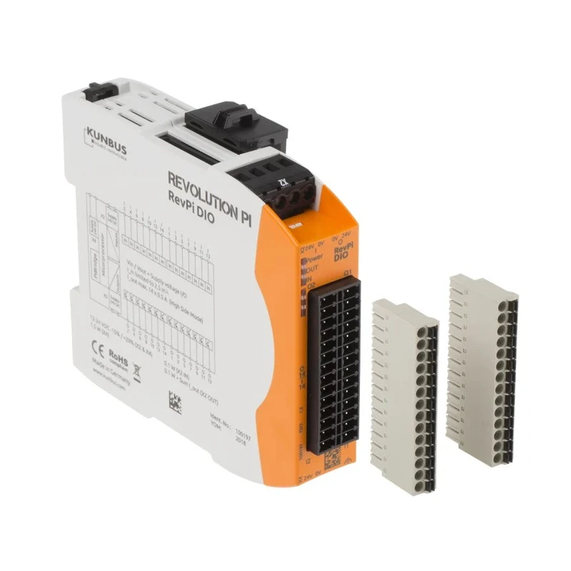 Revolution PI RevPI DIO 14IO Series PLC I/O Module with 14 Digital Inputs and Outputs, IP20, 12/24V DC Supply PR100197