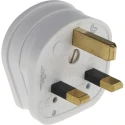 MK Electric 13A 240V UK Mains Plug White Urea Formaldehyde Cable Mount Screw Termination 646 WHI