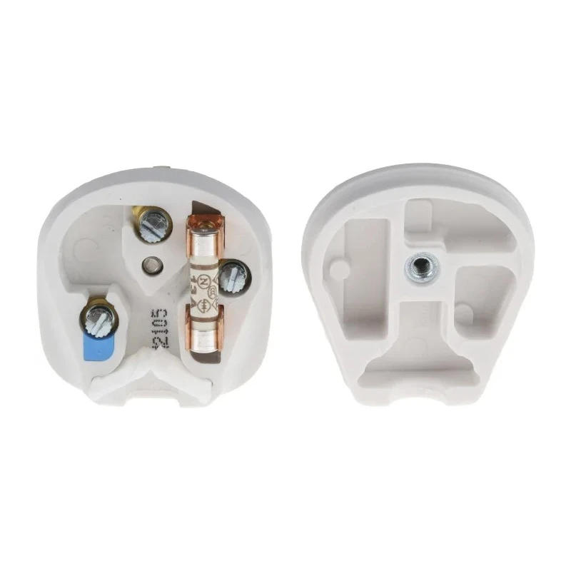 MK Electric 13A 240V UK Mains Plug White Urea Formaldehyde Cable Mount Screw Termination 646 WHI