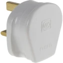 MK Electric 13A 240V UK Mains Plug White Urea Formaldehyde Cable Mount Screw Termination 646 WHI