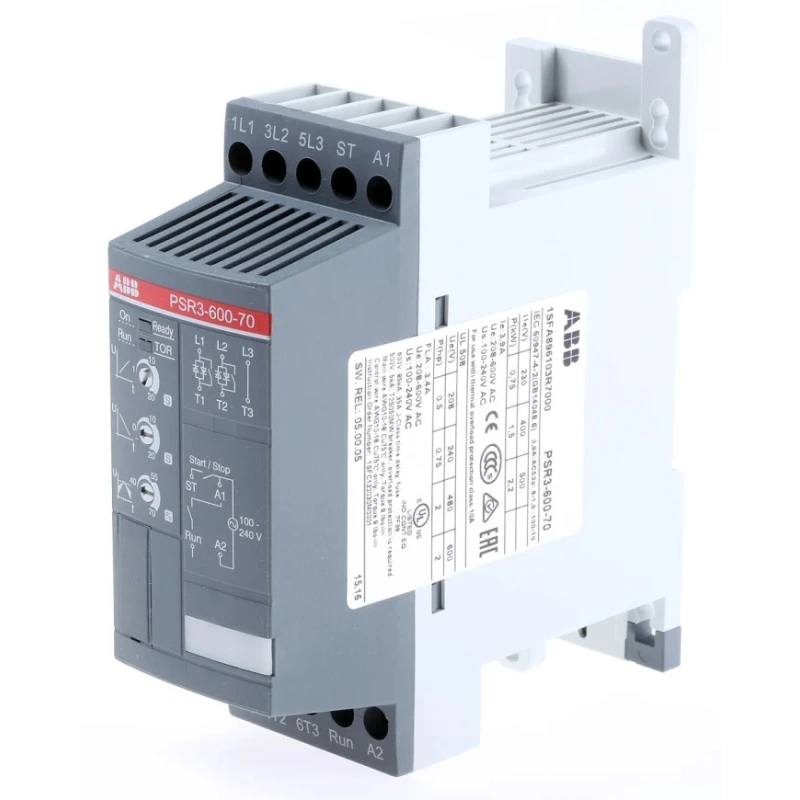 ABB PSR 600V AC 1.5 kW 3 Phase Soft Starter DIN Rail Mount IP20 
