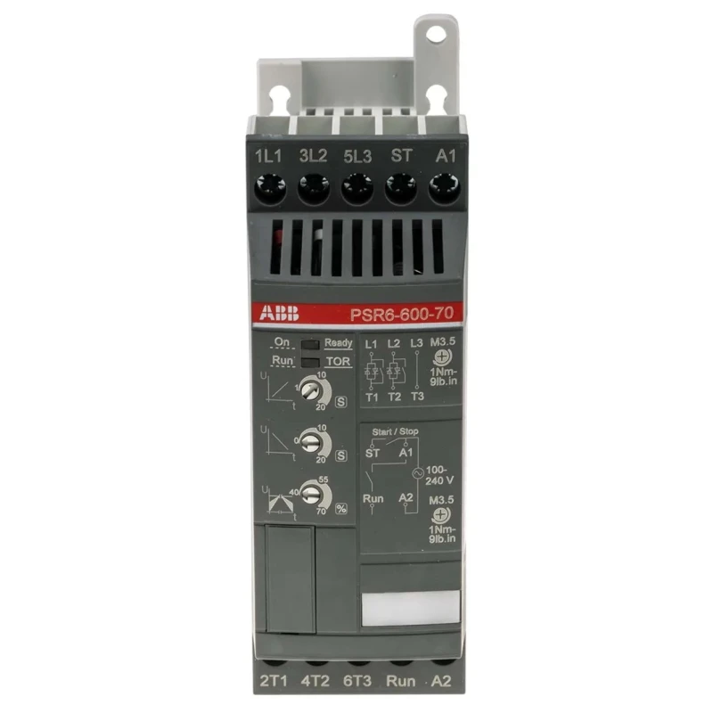 ABB PSR 3 kW 3 Phase Soft Starter 600V AC DIN Rail Mount IP20 