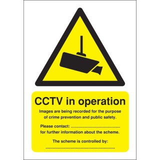 RS PRO Polypropylene CCTV Sign English Rigid 210 mm x 148 mm 181-2222