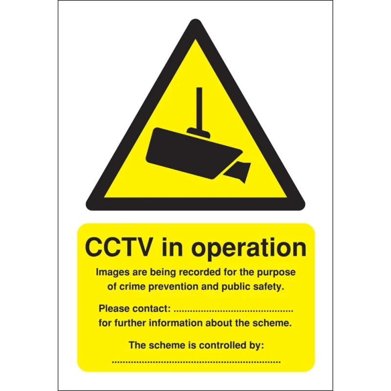 RS PRO Polypropylene CCTV Sign English Rigid 210 mm x 148 mm 181-2222